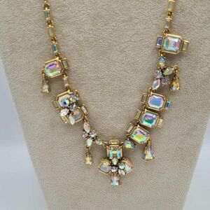 J Crew Gold Tone AB Crystal Statement Necklace Gorgeous!
